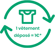 1 vêtement déposé = 1€*
