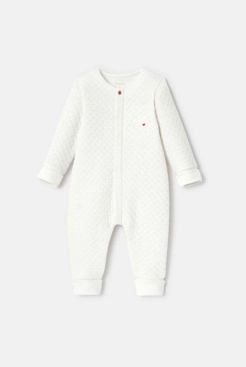 Pijama con pies y manos extraíbles de muletón en relieve 2 en 1 blanco nacimiento Absorba 2