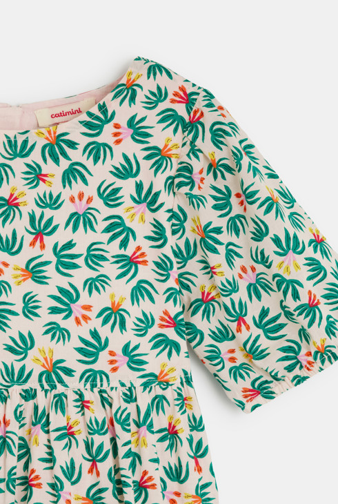 Vestido de niña con estampado de plantas en rosa Catimini 2