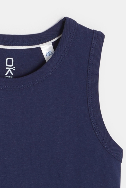 Débardeur uni en coton écoresponsable bleu garçon 2
