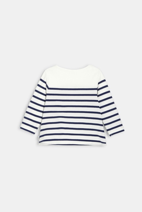 T-shirt marinière rayé coton bio bleu bébé fille 2