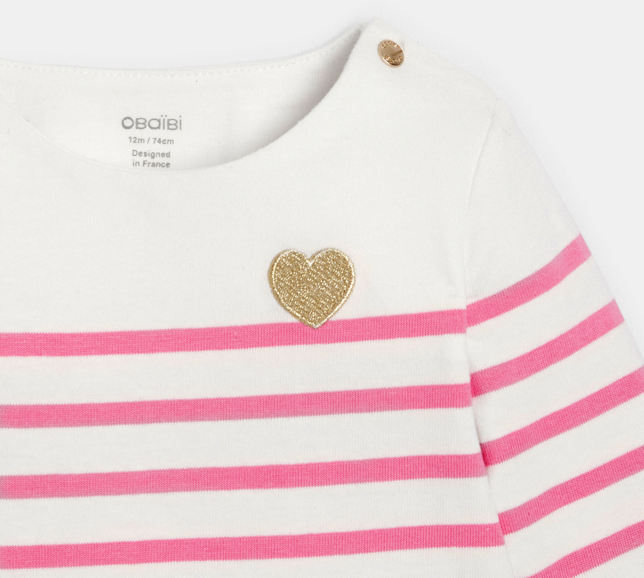 Camiseta marinera a rayas rosa bebé niña 2
