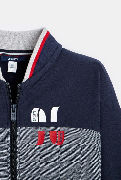 Sweat-shirt zippé bleu garçon 2