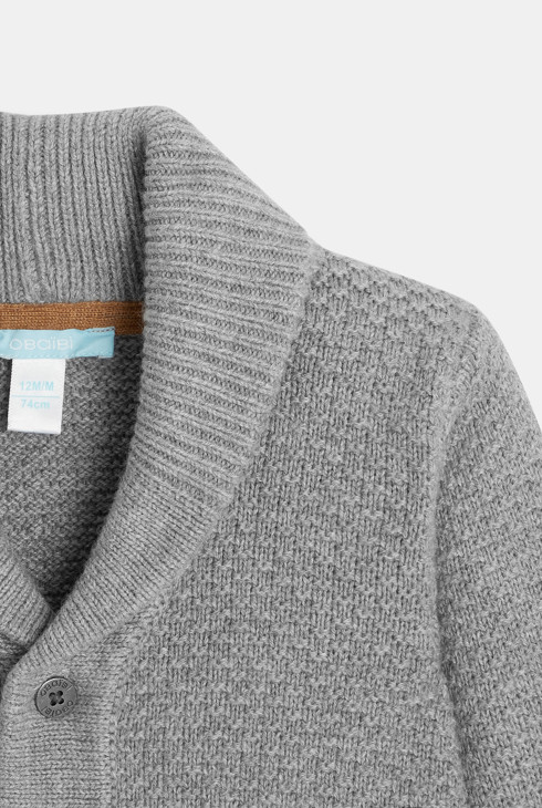 Organic cotton buttoned heathered knit cardigan 2