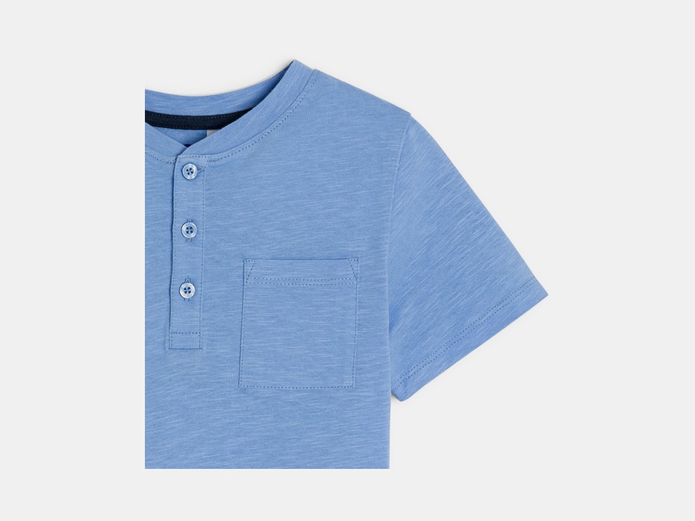 Tunesisches T-Shirt einfarbig blau für Jungen 2