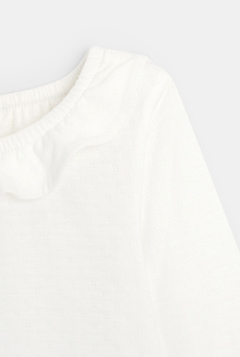 Gemustertes T-Shirt mit gerüschtem Kragen Beige Baby Mädchen 2