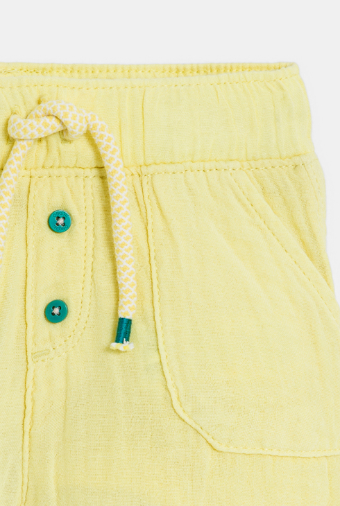 Baby boy's lightweight yellow crinkle cotton shorts 2