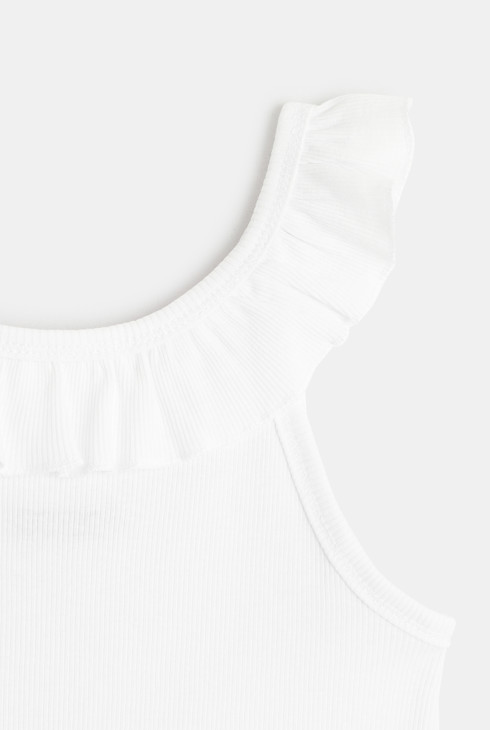 Plain-coloured tank top with ruffled collar 2