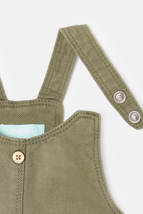 Baby girl's khaki milleraies corduroy dungaree dress 2