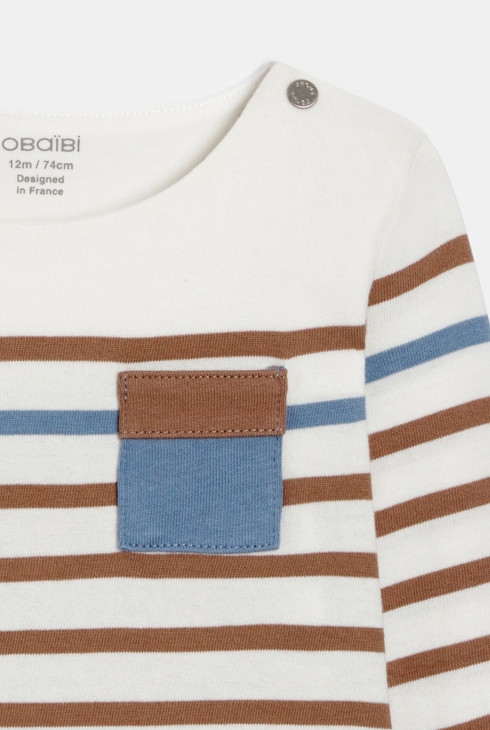 Camiseta marinera marrón y azul celeste bebé niño 2