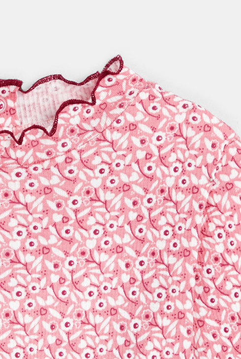 T-Shirt aus Flachripp, wellenförmiger Kragen Rosa Baby Mädchen 2
