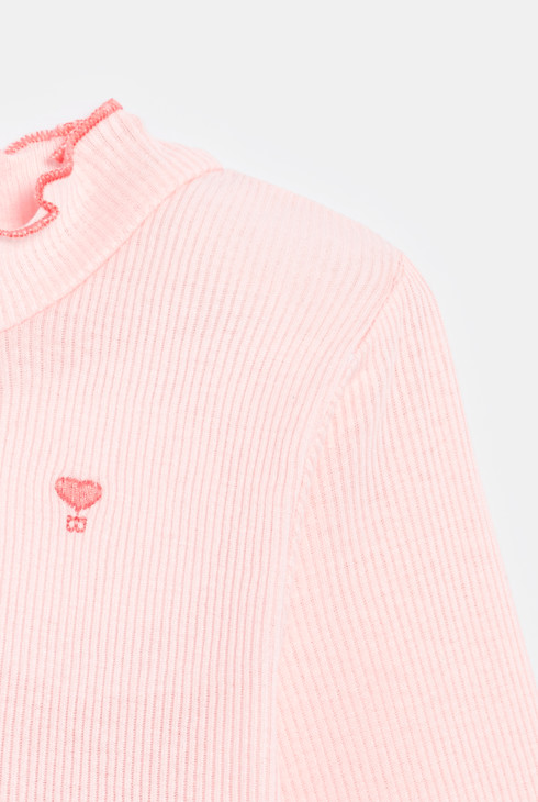 T-Shirt aus Flachripp, wellenförmiger Kragen Rosa Baby Mädchen 2