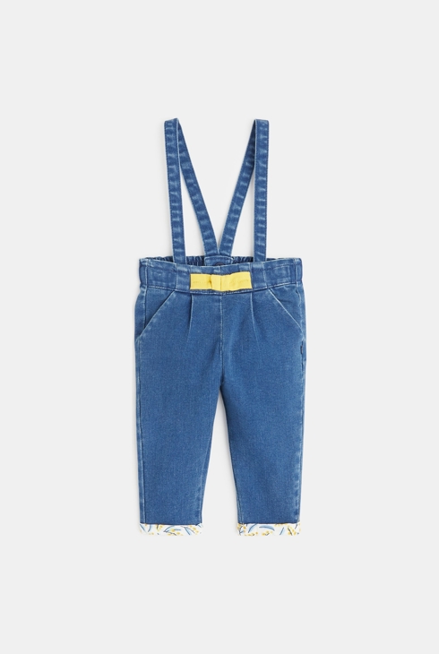 Denim pants with removable suspenders 2