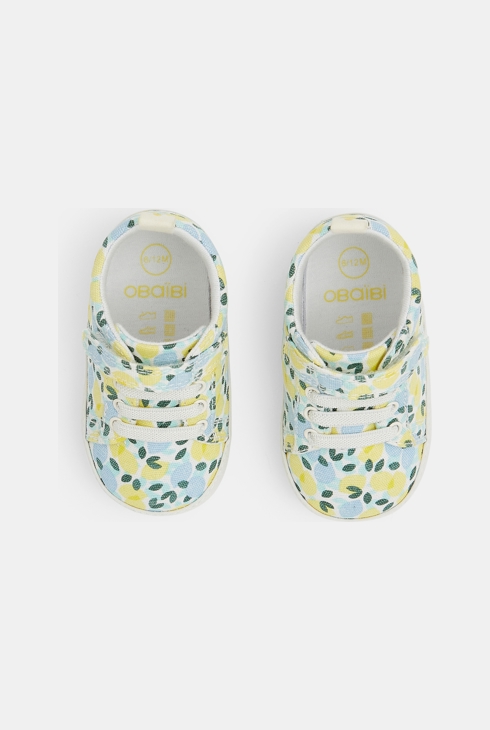 Bedruckte Stoff-Turnschuhe Blau Geburt 2