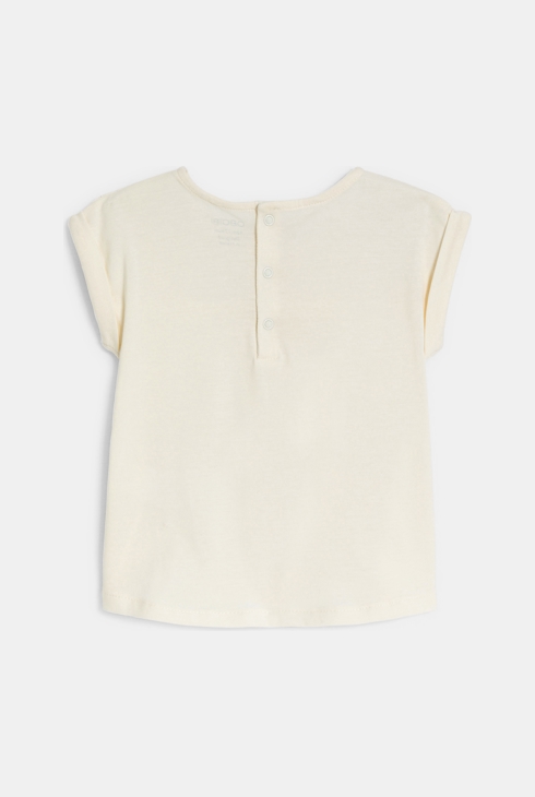 T-shirt bi-matière broderie anglaise blanc bébé fille 2