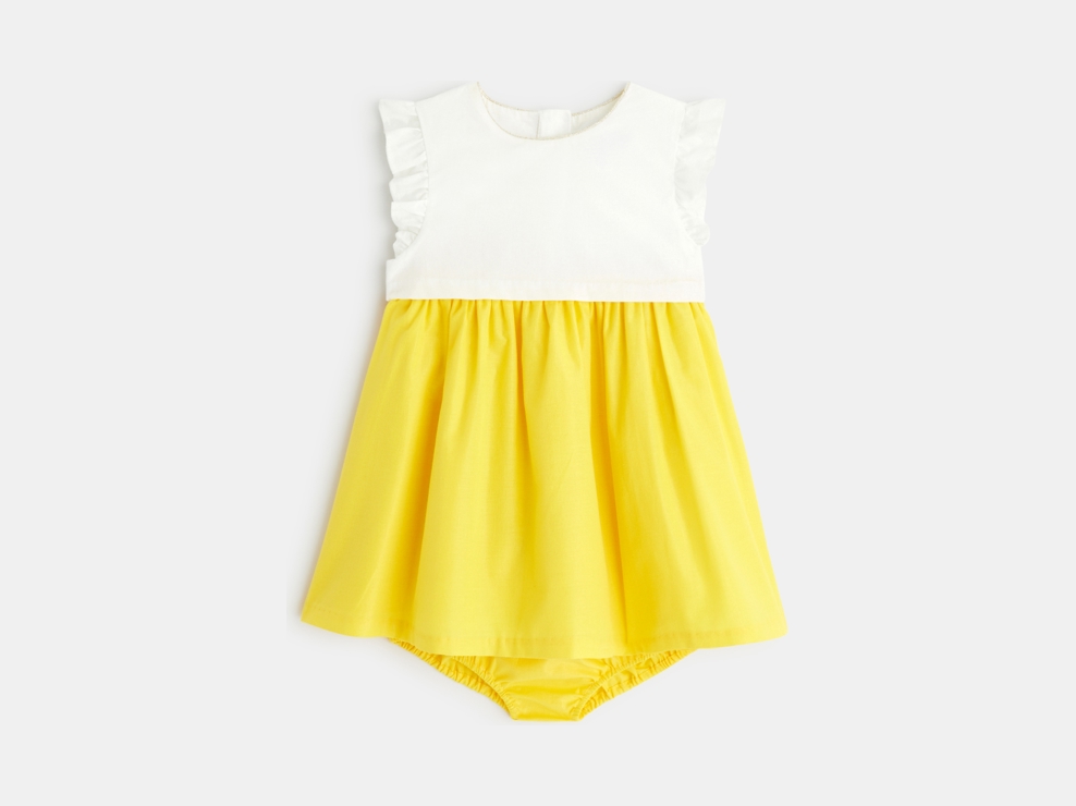 Schillerndes Festkleid und Bloomer Gelb Baby Mädchen 2