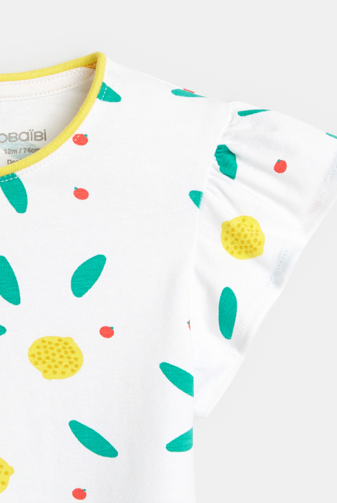 T-Shirt mit Rüschen an den Ärmeln Früchte Gelb Baby Mädchen 2