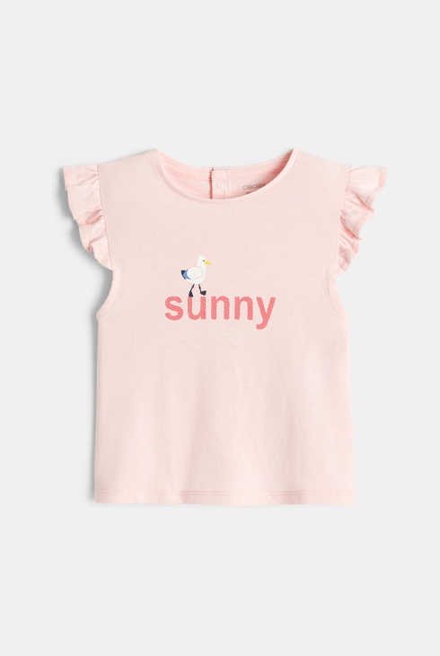 T-Shirt mit Vogelprint und Schriftzug Rosa Baby Mädchen 2