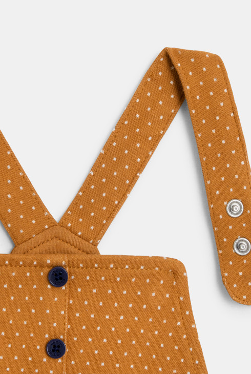 Baby girls' brown polka dot short dungarees 2