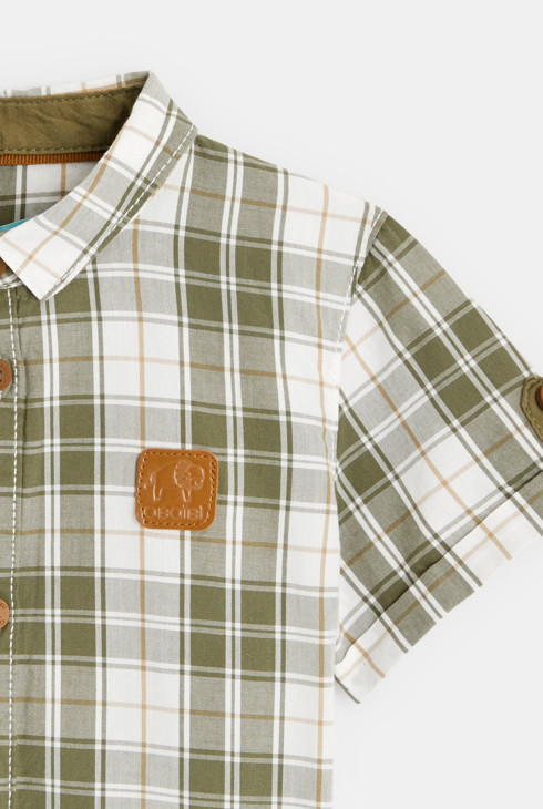 Baby boys' orange button-down checked shirt 2