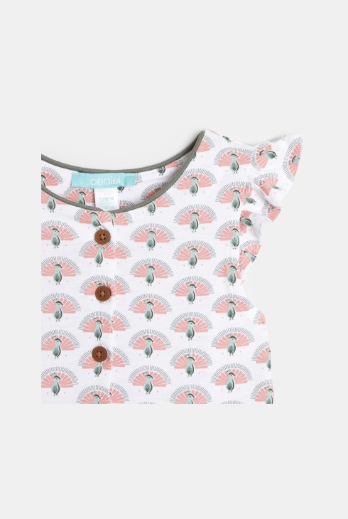 Kurzer Overall mit Pfauenmuster Rosa Baby Mädchen 2