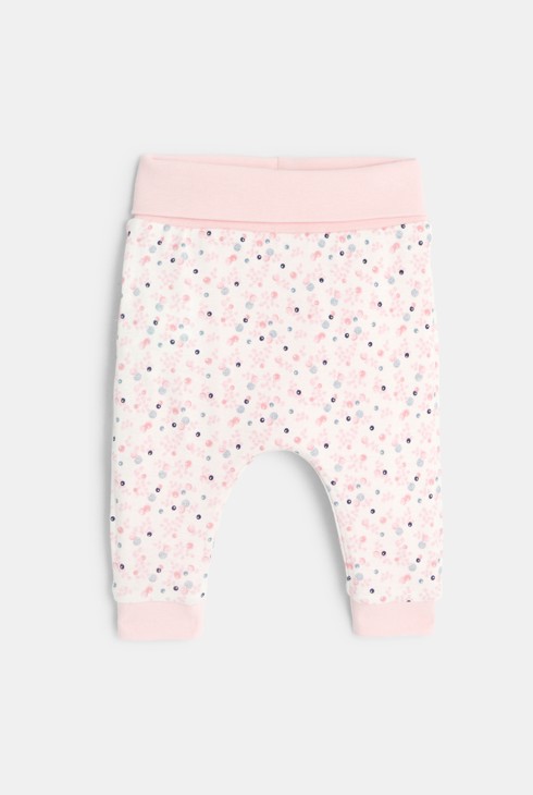 Newborns' reversible pink jersey trousers 2