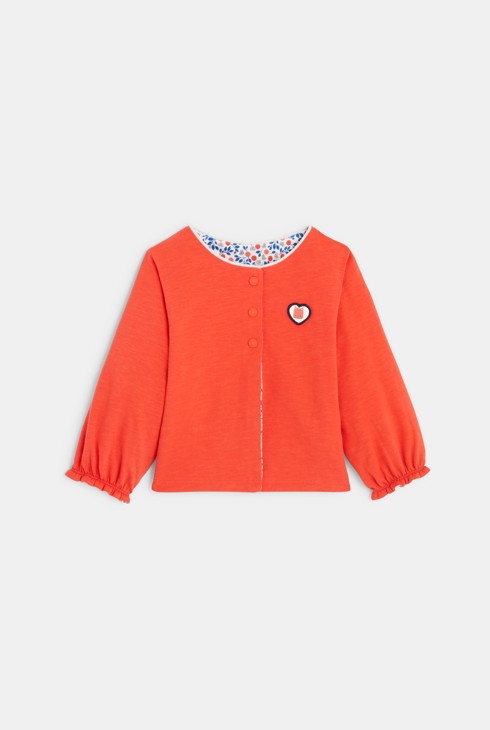 Baby girls' reversible red floral cardigan 2