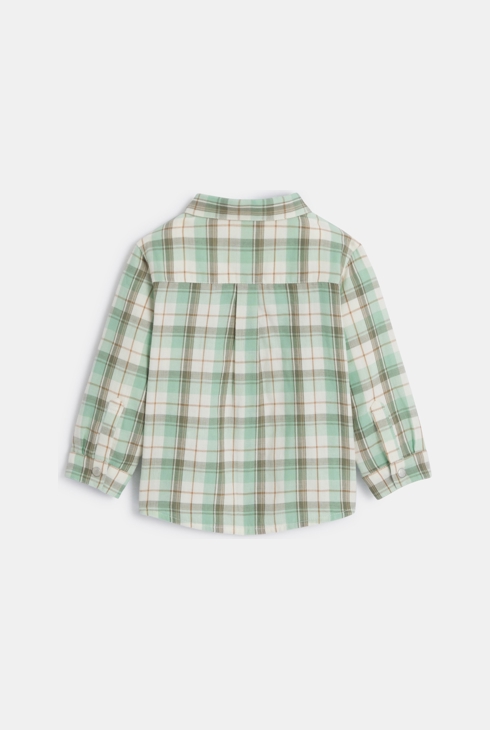 Baby boy's green checked shirt in tubular cotton 2