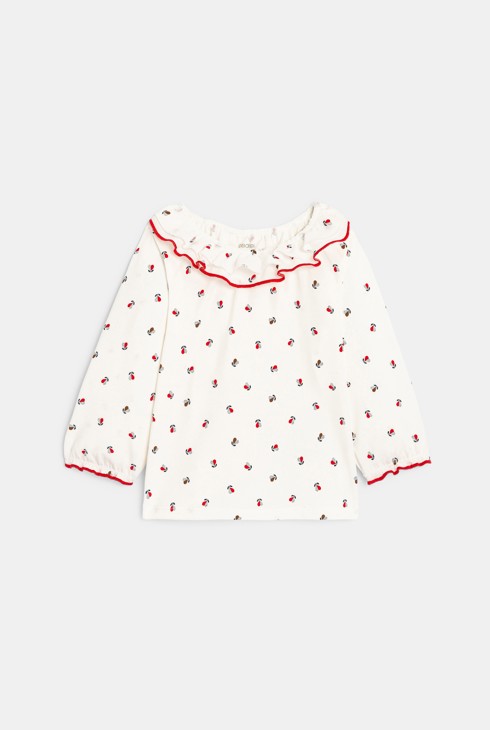 T-Shirt mit Rüschenausschnitt Rot Baby Mädchen 2