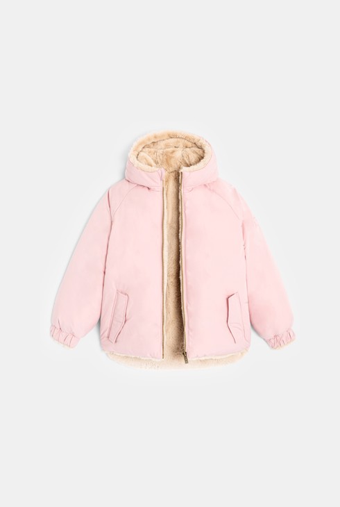 Girls' pink faux fur reversible jacket 2