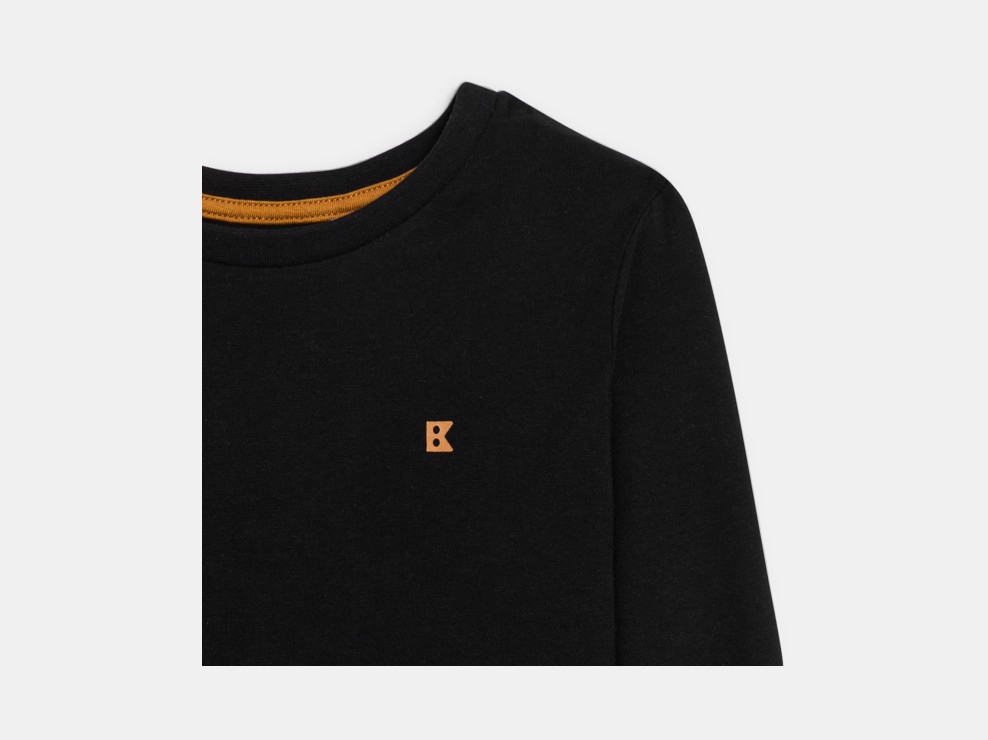 T-shirt a maniche lunghe a tinta unita nera bambino 2