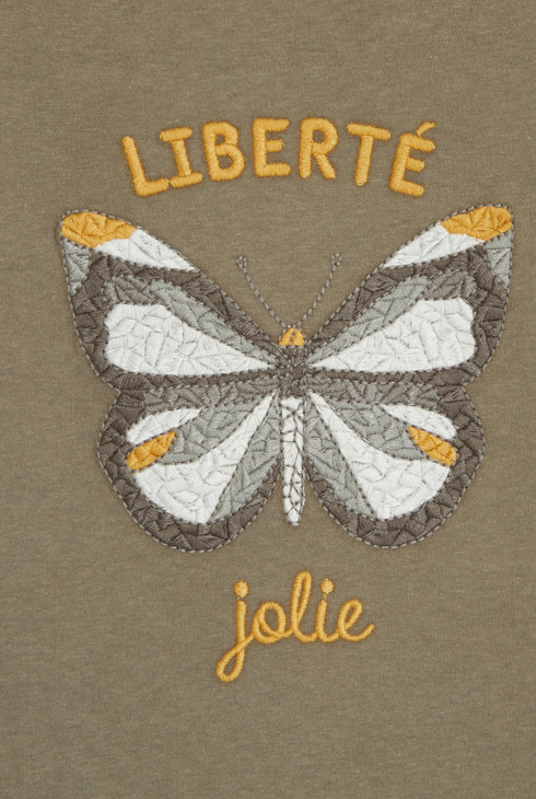 Langärmeliges T-Shirt mit Schmetterlingsmotiv Grün Mädchen 2