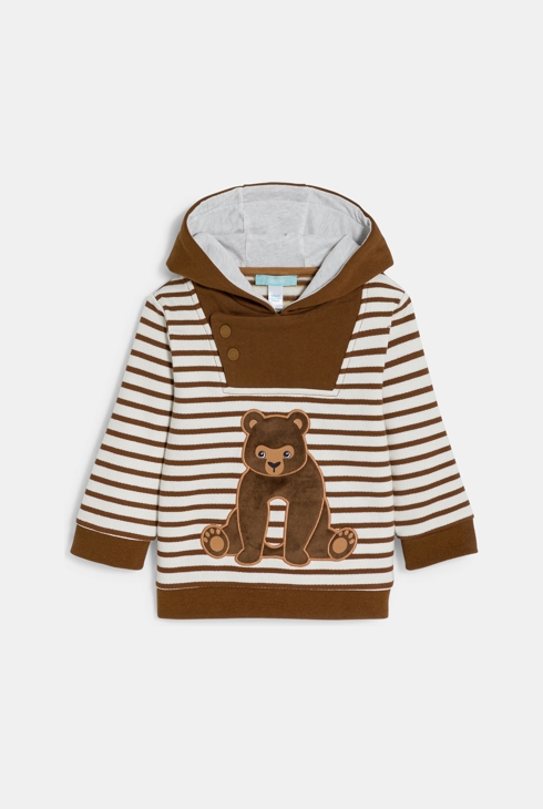 Baby boy's striped bear hoodie 2