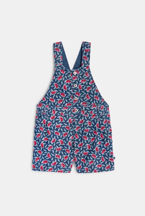 Kurze geblümte Latzhose und Bluse Rosa Baby Mädchen 2