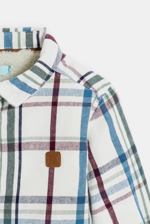 Baby boy's green check sherpa-lined overshirt 2