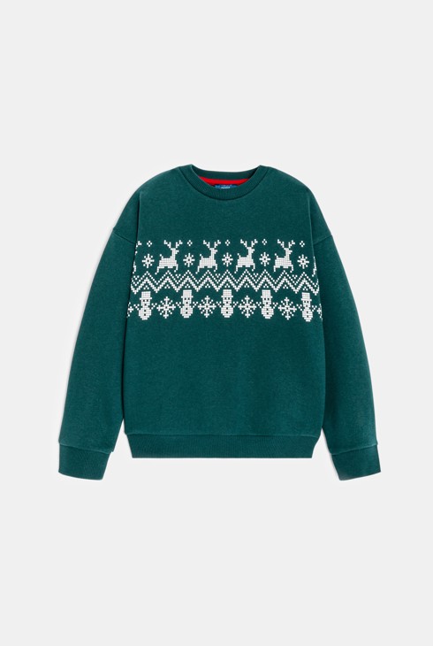 Boys' green Christmas sweatshirt 2