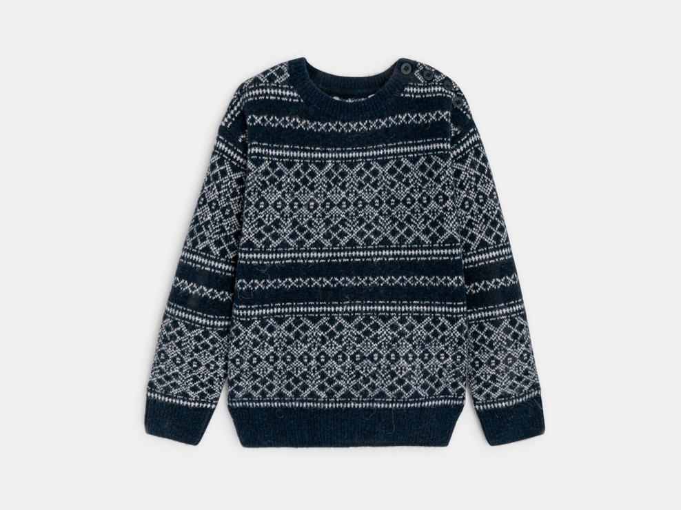 Blauer Jacquard-Pullover für Jungen 2
