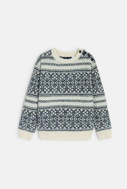 Boys' white jacquard sweater 2