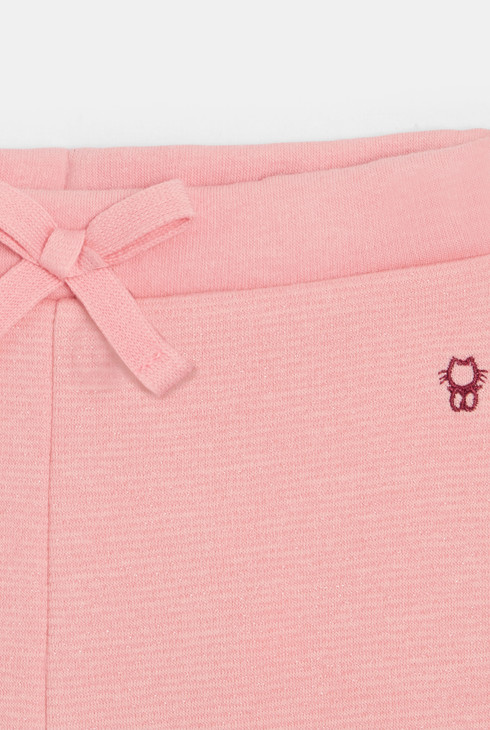 Baby girls' beige soft trousers with elasticated waist 2