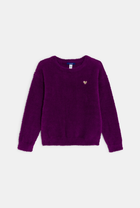 Girl's purple embroidered fluffy jumper 2