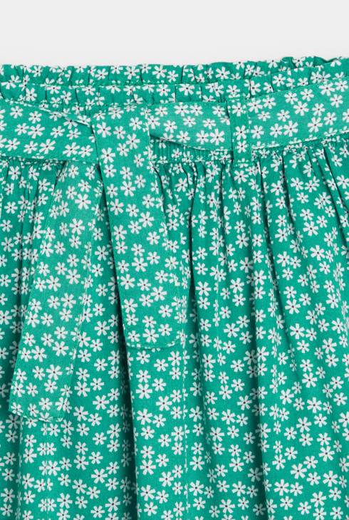 Girls' green printed short skirt 2