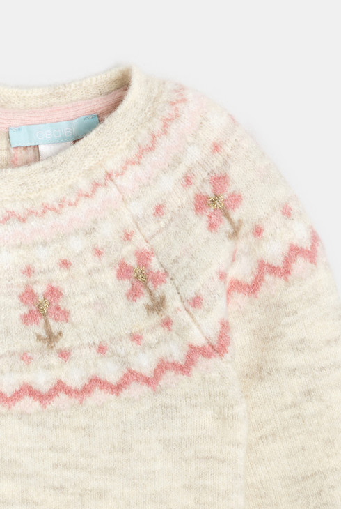 Pullover in maglia lavorata jacquard rosa neonata 2