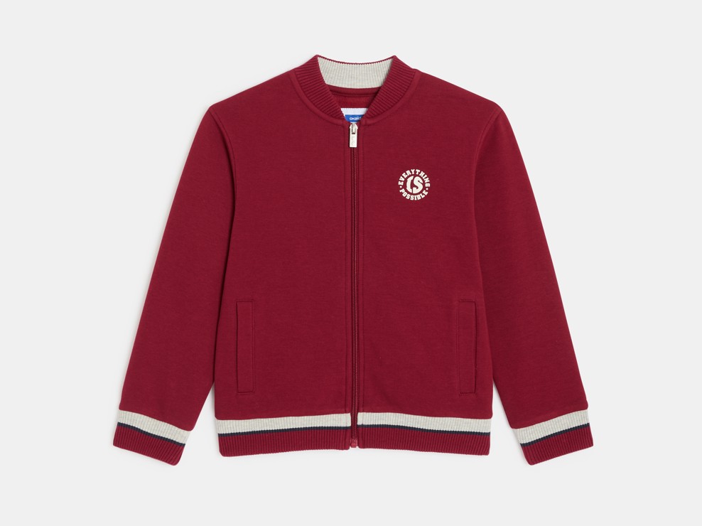 Sweatshirt College Reißverschluss rot Jungen 1