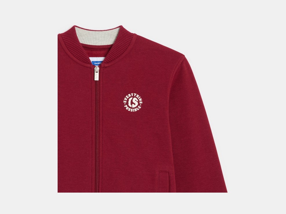 Sweatshirt College Reißverschluss rot Jungen 2