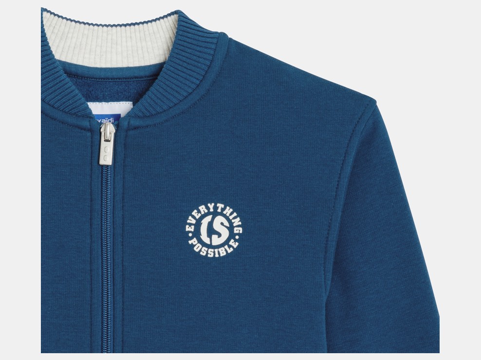 Petrolblaues College-Sweatshirt mit Reißverschluss für Jungen 1