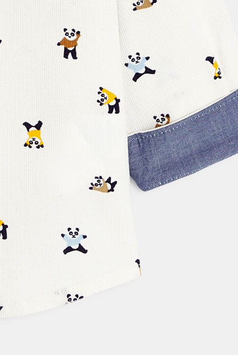 Baby boy's white panda corduroy shirt 2