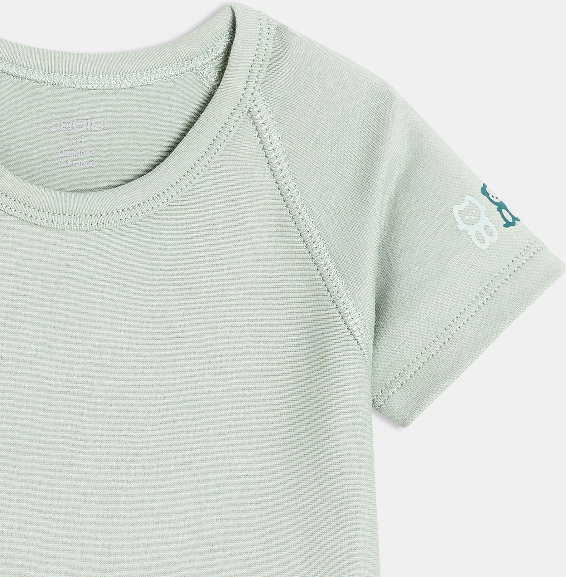 Unisex baby green stretch cotton bodysuit 0-24 months 2