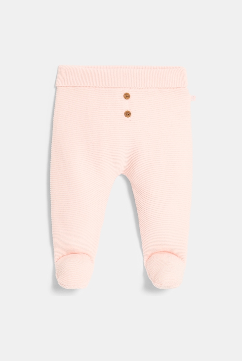 Pantalón con pies de punto rosa de recién nacido 2