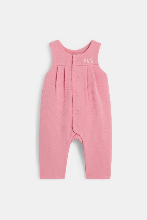 Baby girl's pointelle jumpsuit with pink floral bodysuit 2