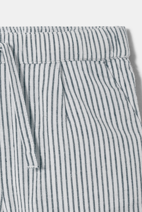 Blaue gestreifte Babyshorts aus Baumwolle und Leinen für Mädchen 2